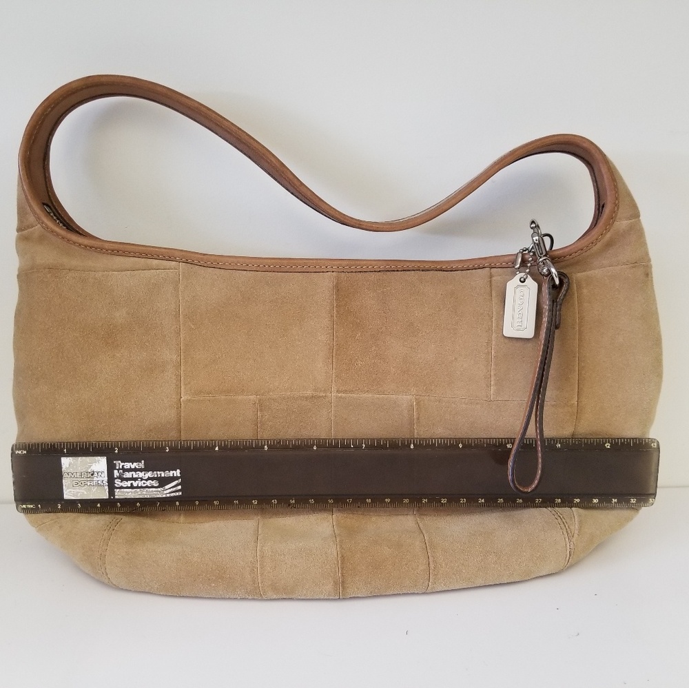 Authentic suede coach shoulder bag